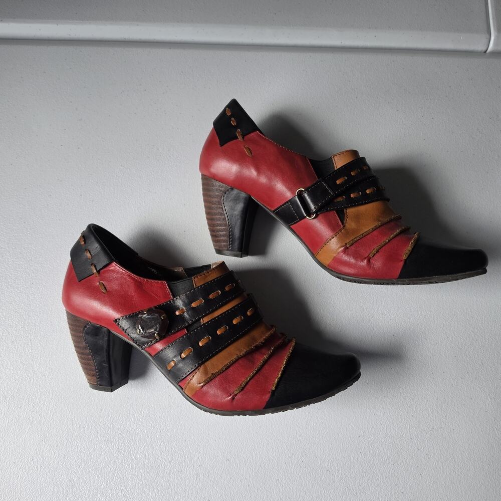 Spring Step L'Artiste Wondrous Shoes Whimsigoth 10 Red Black Colorblock Heels